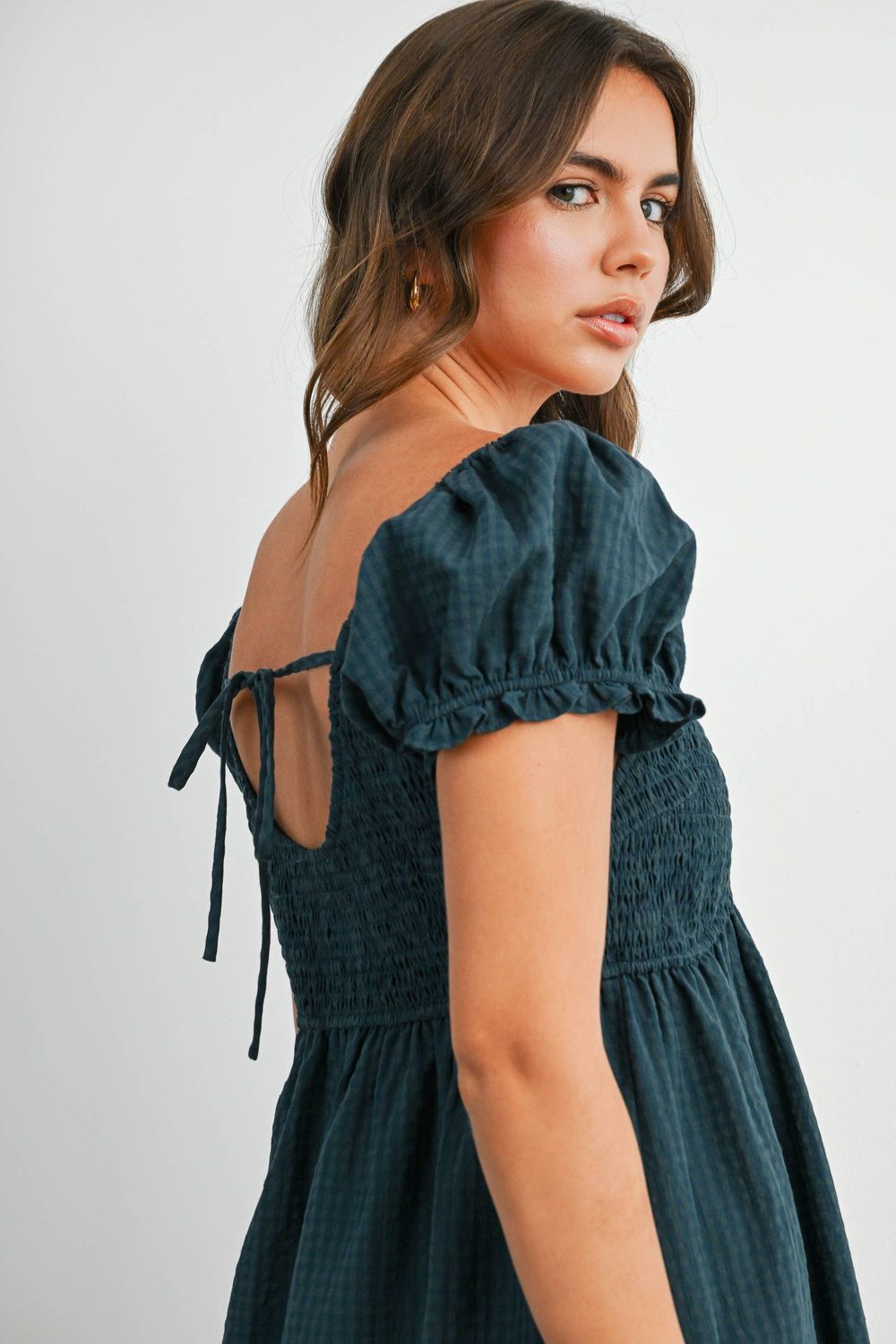 Gingham Button-Front Mini Dress