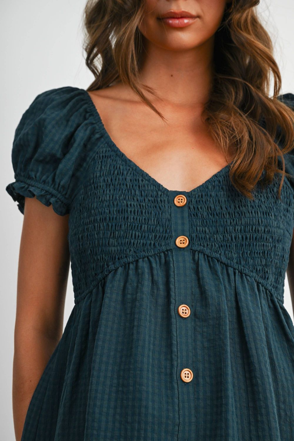 Gingham Button-Front Mini Dress