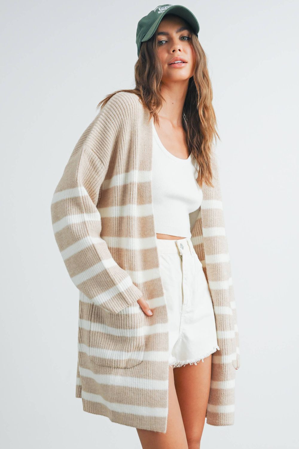 Knitted Stripe Maxi Cardigan