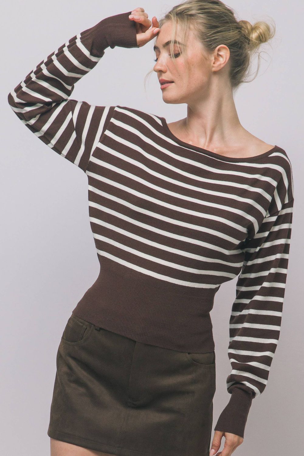 Striped Boat Neck Sweater