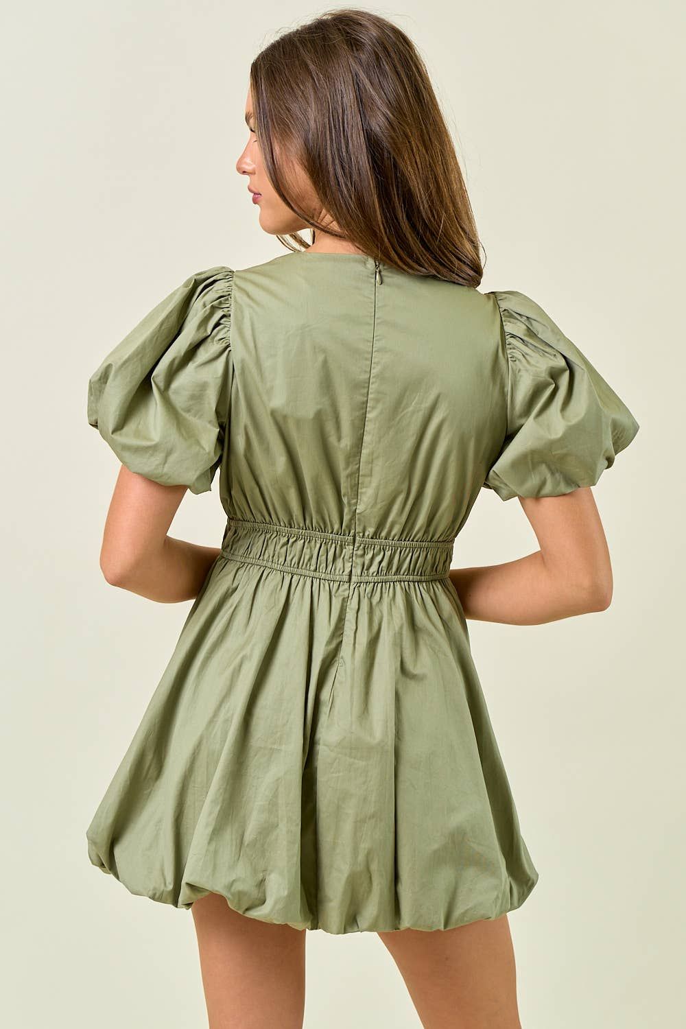 Tamar Puff Sleeve Bubble Hem Mini Dress