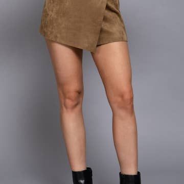 Olivia Suede Skort, Color: Brown, Size: S