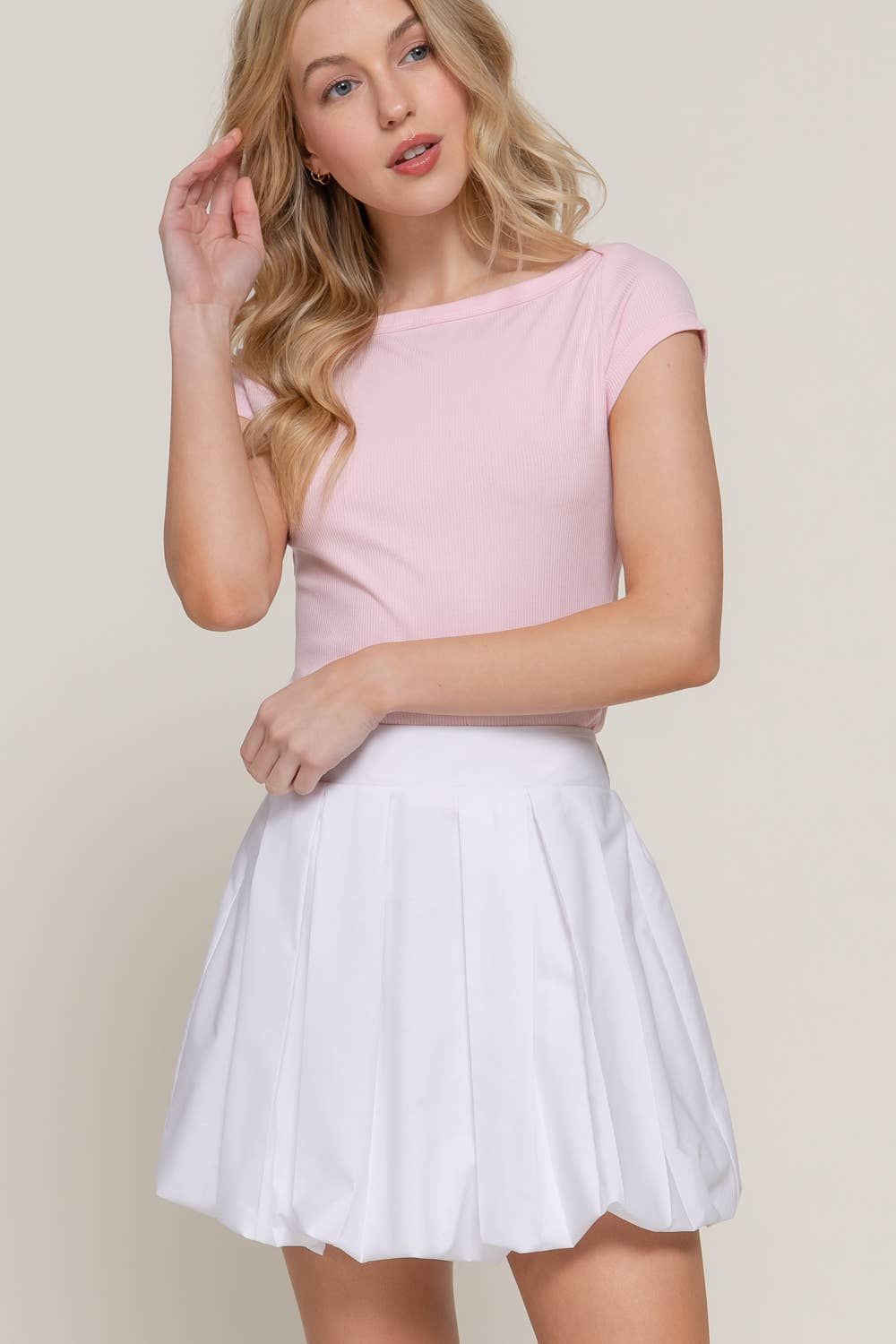 Ballon Pleated Mini Skirt