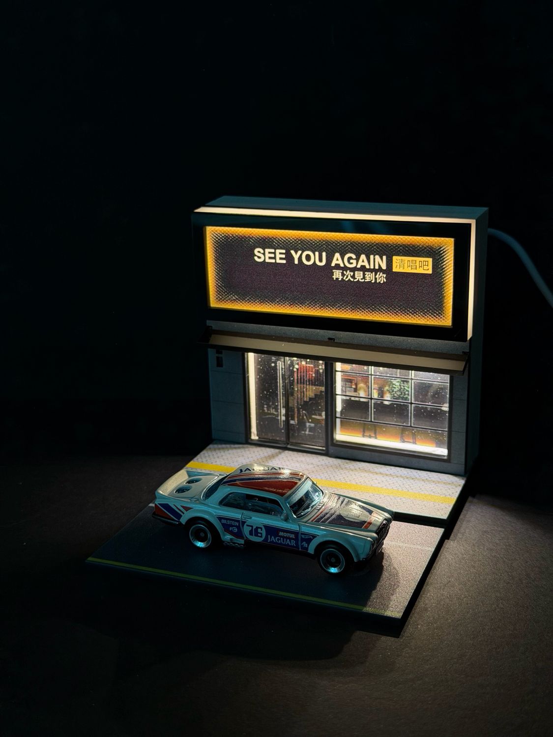 1:64 Scale Bar Diorama – LED Light-Up "See You Again" Lounge Diecast Display