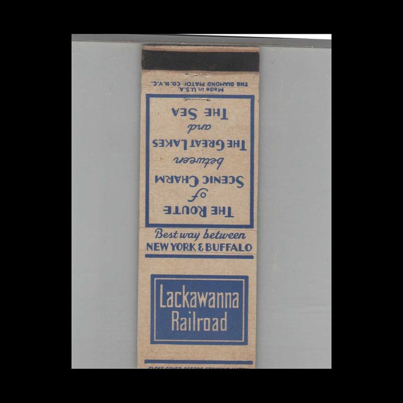 Railroad Lackawanna Railroad Between New York &amp; Buffalo Vintage Advertising Matchbook Cover Vintage Advertising Collectible