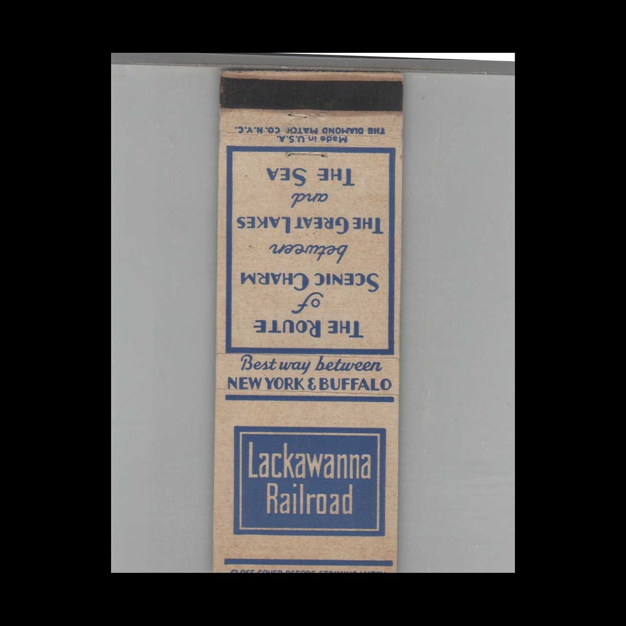 Railroad Lackawanna Railroad Between New York &amp; Buffalo Vintage Advertising Matchbook Cover Vintage Advertising Collectible