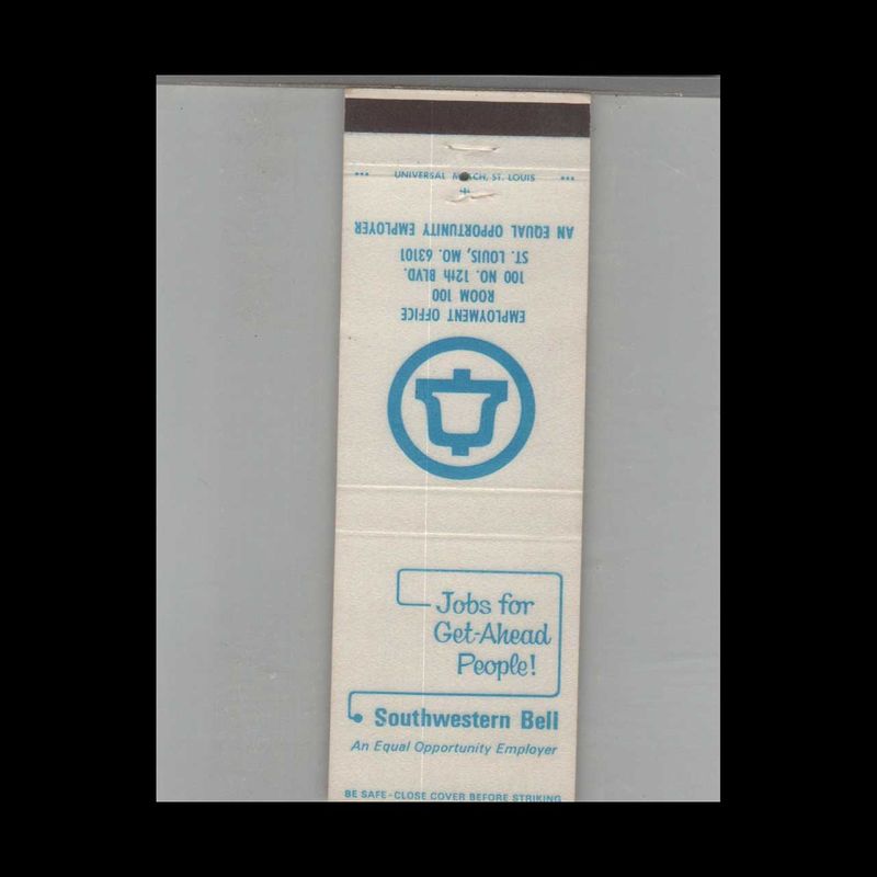 Southwester Bell Employment Office St. Louis, MO Vintage Advertising Matchbook Cover Vintage Advertising Collectible