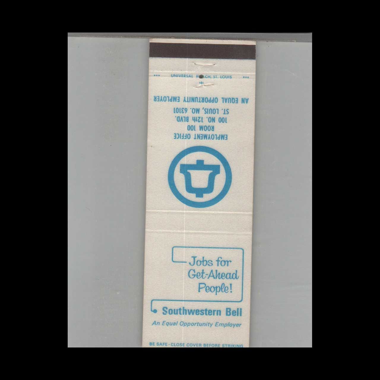Southwester Bell Employment Office St. Louis, MO Vintage Advertising Matchbook Cover Vintage Advertising Collectible