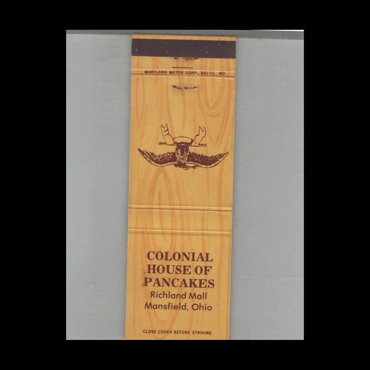 Colonial House Of Pancakes Richland Mansfield, OH Vintage Advertising Matchbook Cover Vintage Advertising Collectible