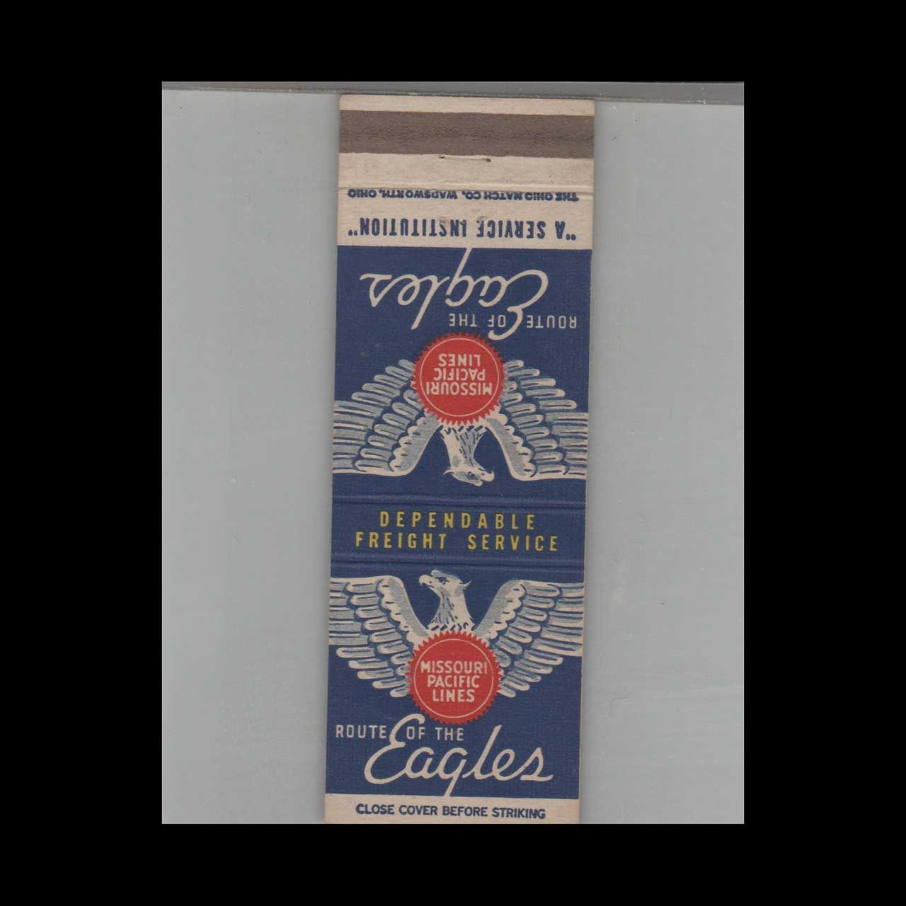 Railroad Missouri Pacific Lines Route Of The Eagles Vintage Advertising Matchbook Cover Vintage Advertising Collectible