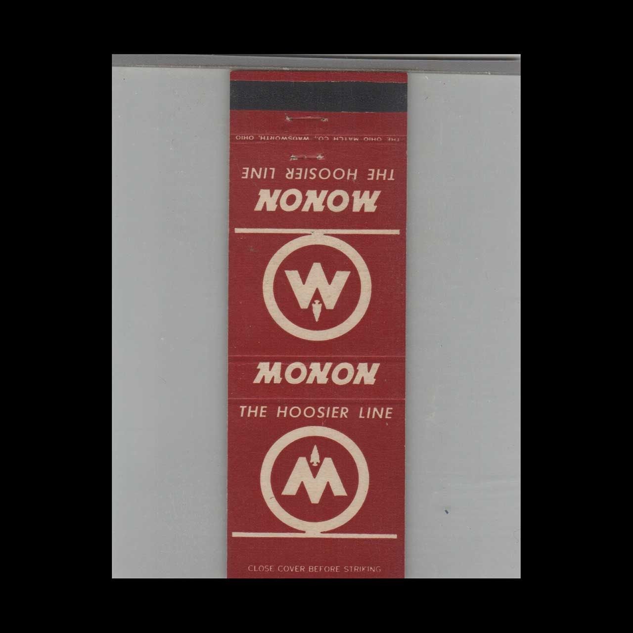 Railroad Monon Railroad - The Hoosier Line Vintage Advertising Matchbook Cover Vintage Advertising Collectible