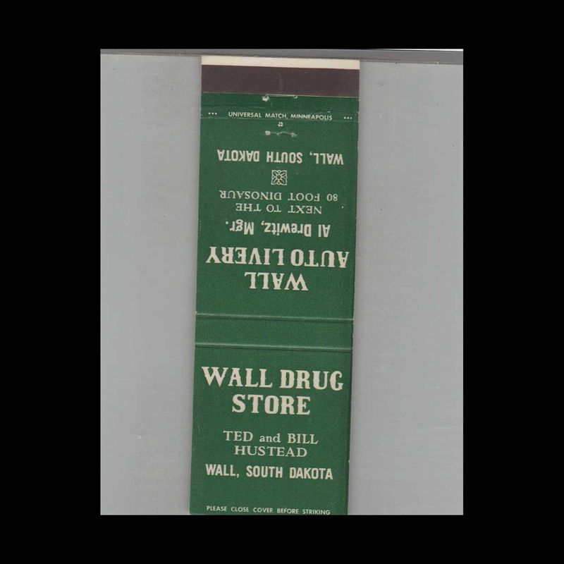 Wall Drug Store Wall, SD Vintage Advertising Matchbook Cover Vintage Advertising Collectible
