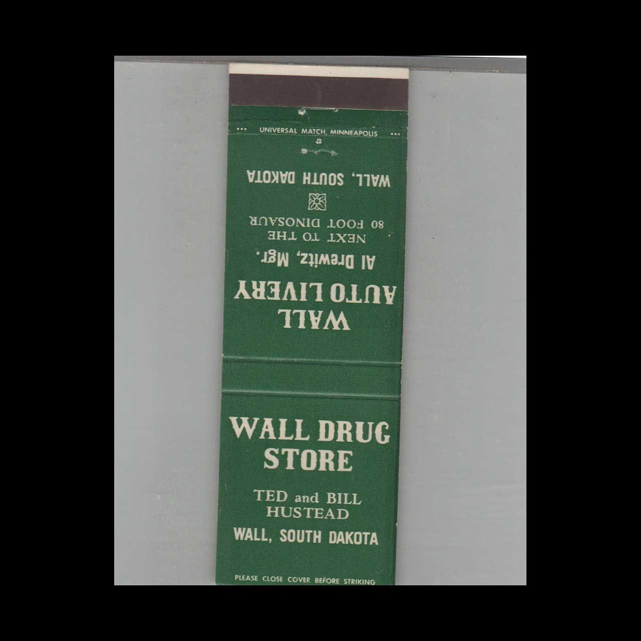 Wall Drug Store Wall, SD Vintage Advertising Matchbook Cover Vintage Advertising Collectible