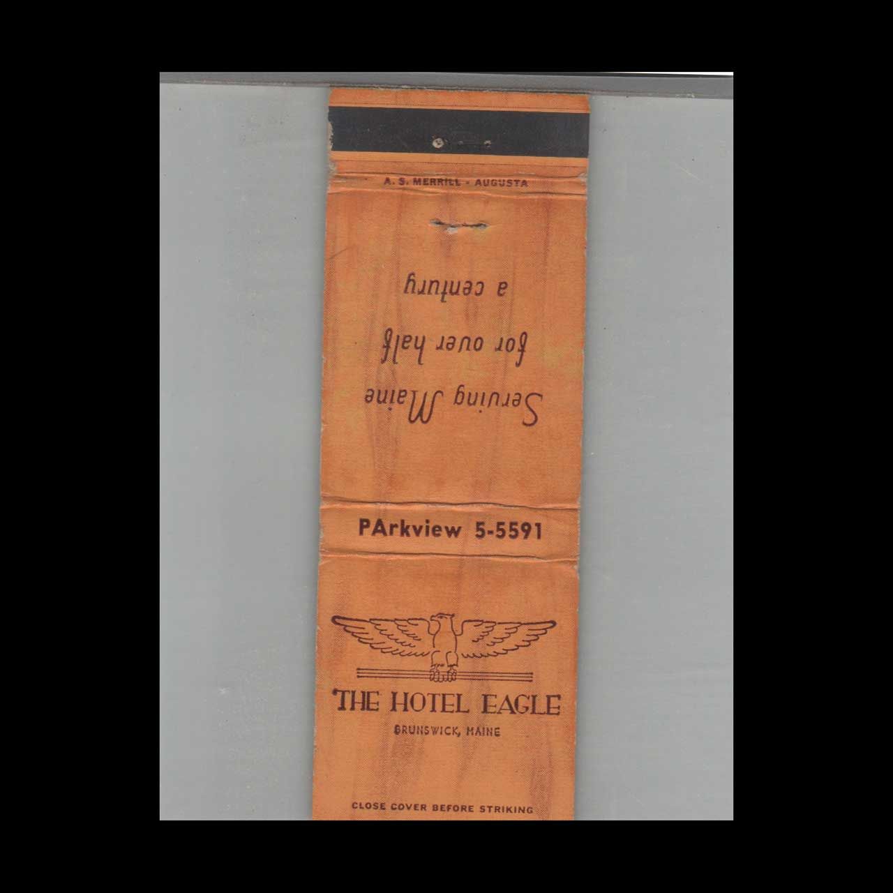 The Hotel Eagle Brunswick, ME Vintage Advertising Matchbook Cover Vintage Advertising Collectible