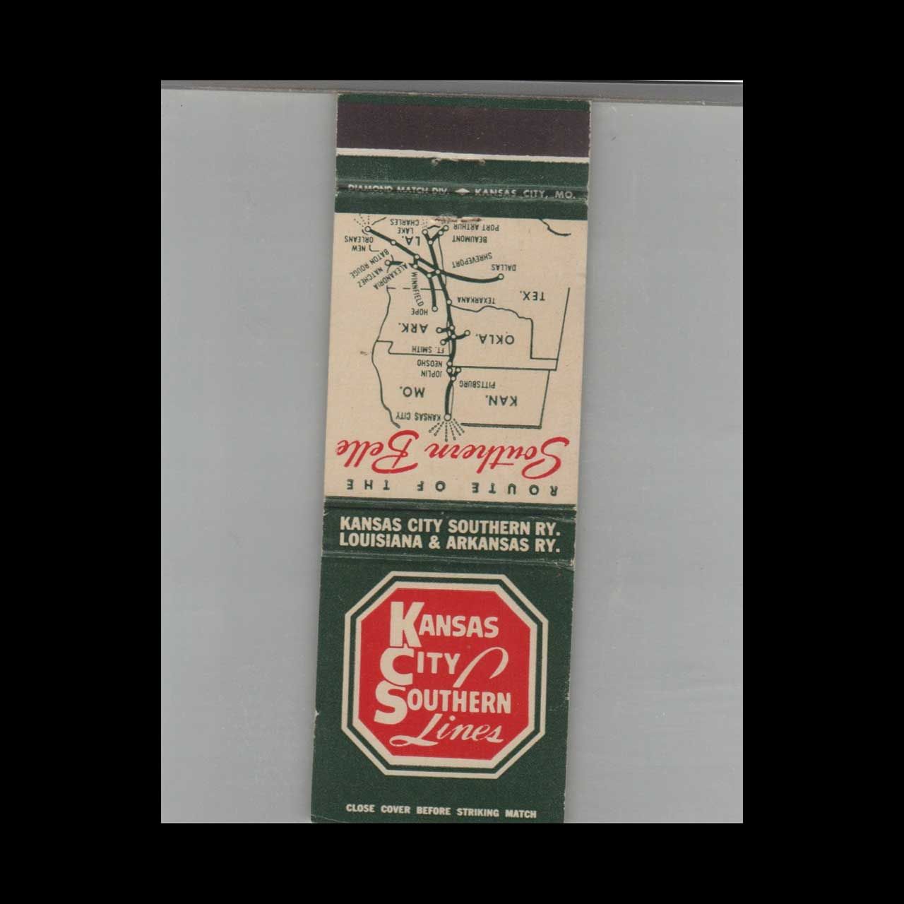 Railroad Kansas City Southern Lines Vintage Advertising Matchbook Cover Vintage Advertising Collectible