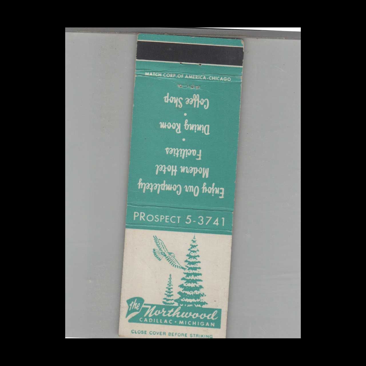 The Northwood Hotel &amp; Restaurant Cadillac, MI Vintage Advertising Matchbook Cover Vintage Advertising Collectible