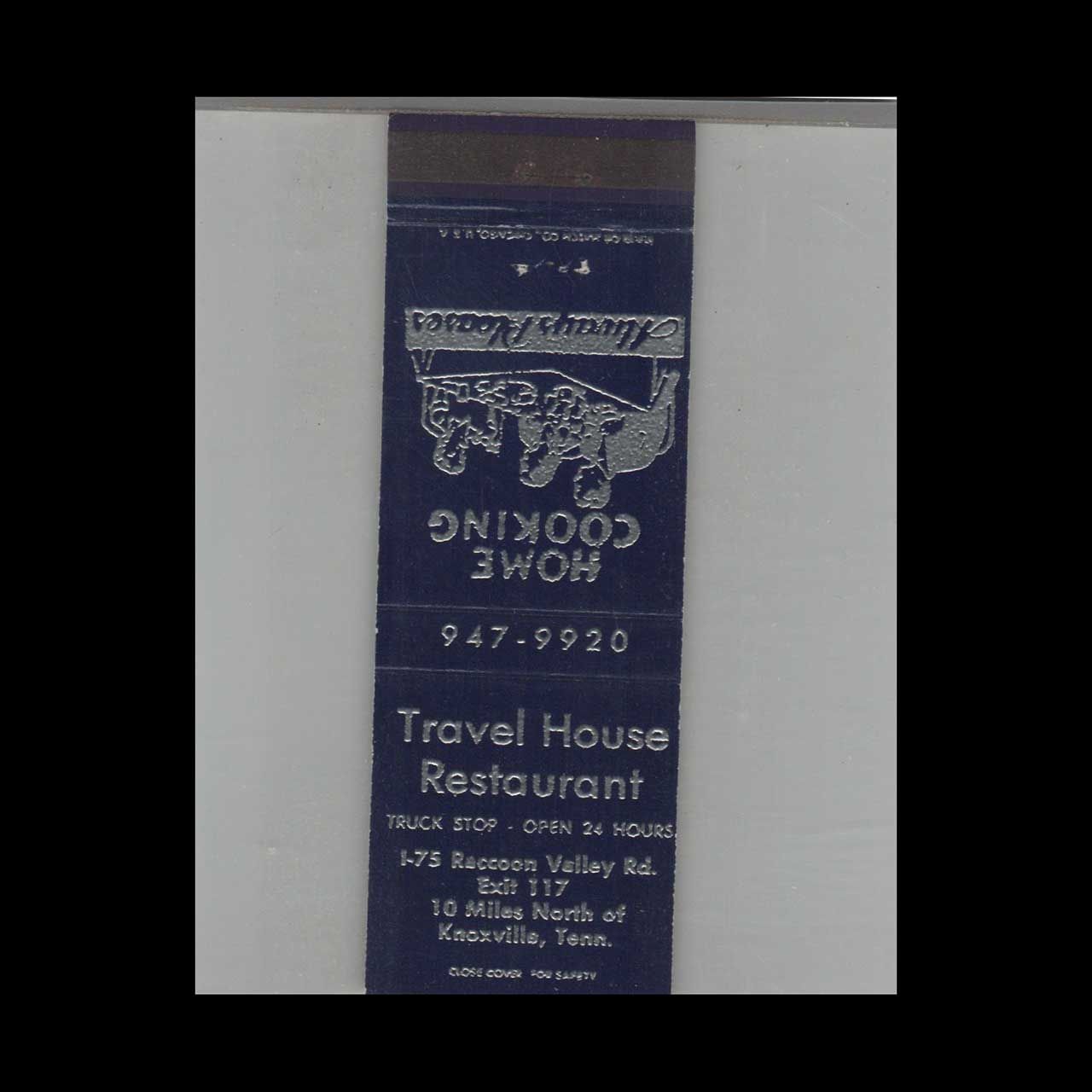 Travel House Restaurant Knoxville, TN Vintage Advertising Matchbook Cover Vintage Advertising Collectible