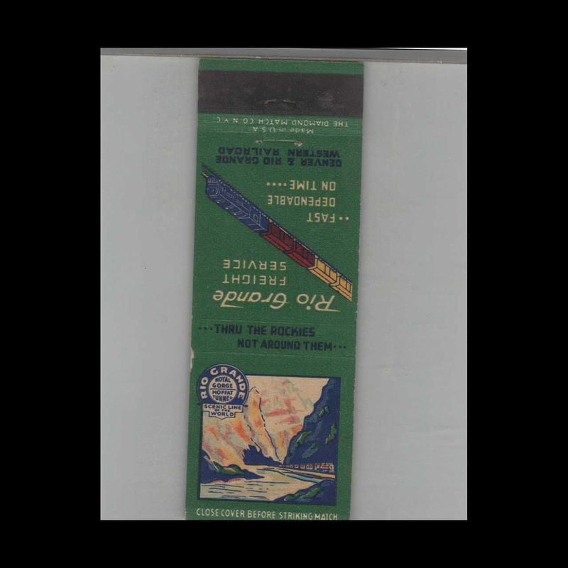 Railroad Rio Grande Freight Service Fast Dependable On Time Vintage Advertising Matchbook Cover Vintage Advertising Collectible