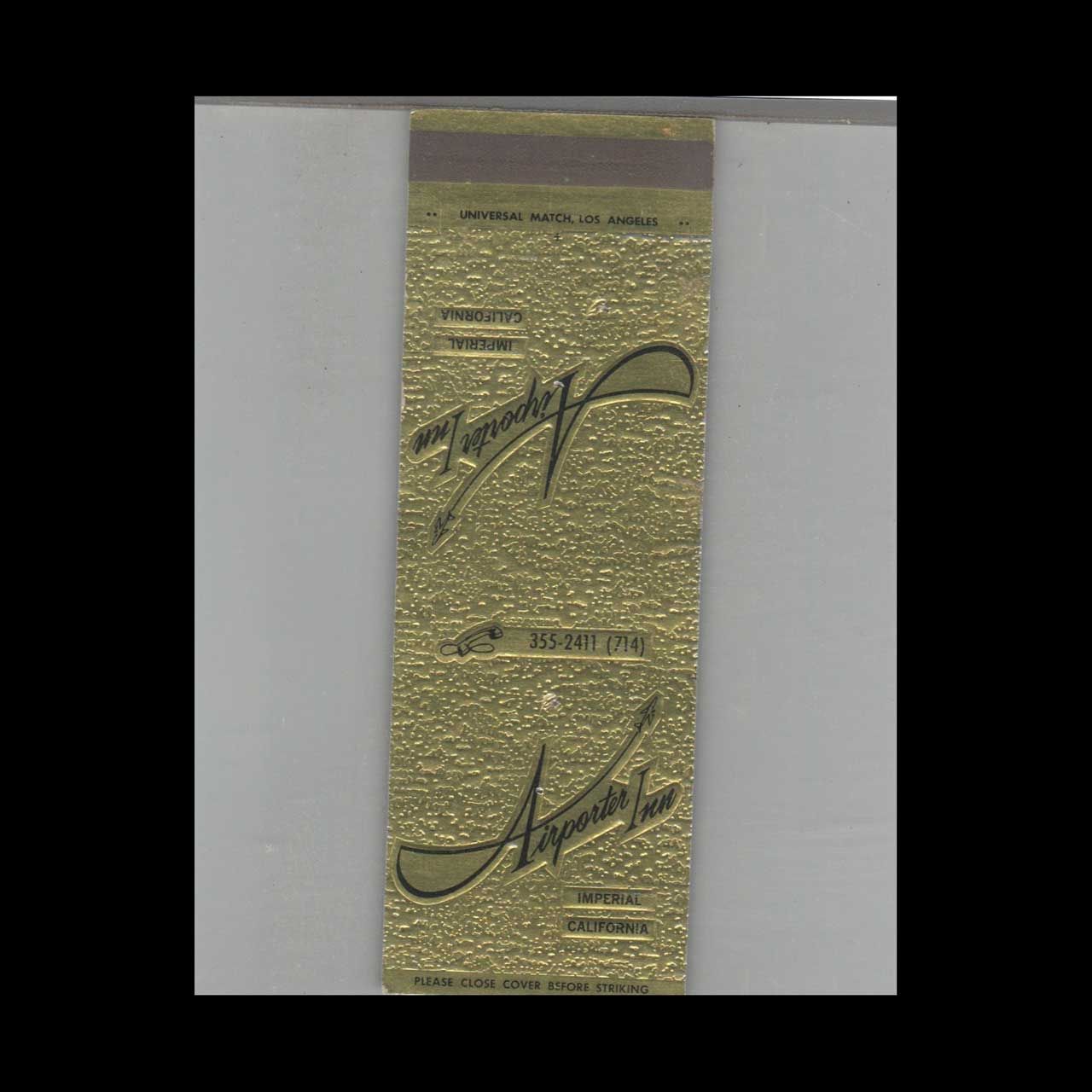 Airport Inn Imperial, CA Vintage Advertising Matchbook Cover Vintage Advertising Collectible