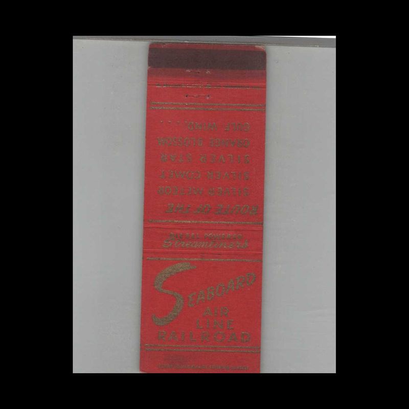 Railroad Seaboard Airline Railroad Vintage Advertising Matchbook Cover Vintage Advertising Collectible