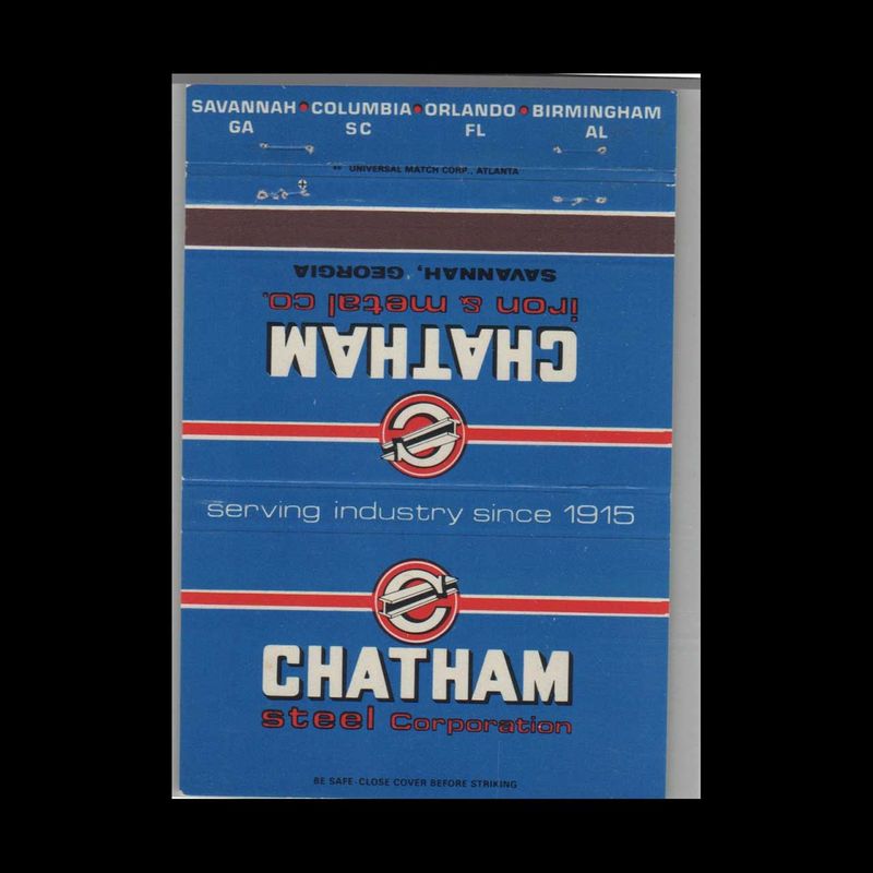 Chatham Steel Corporation Savannah GA Vintage Advertising Matchbook Cover Vintage Advertising Collectible