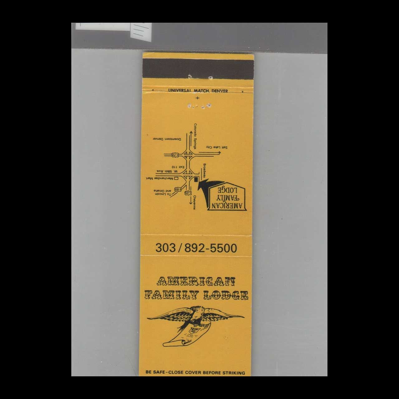 American Family Lodge Vintage Advertising Matchbook Cover Vintage Advertising Collectible