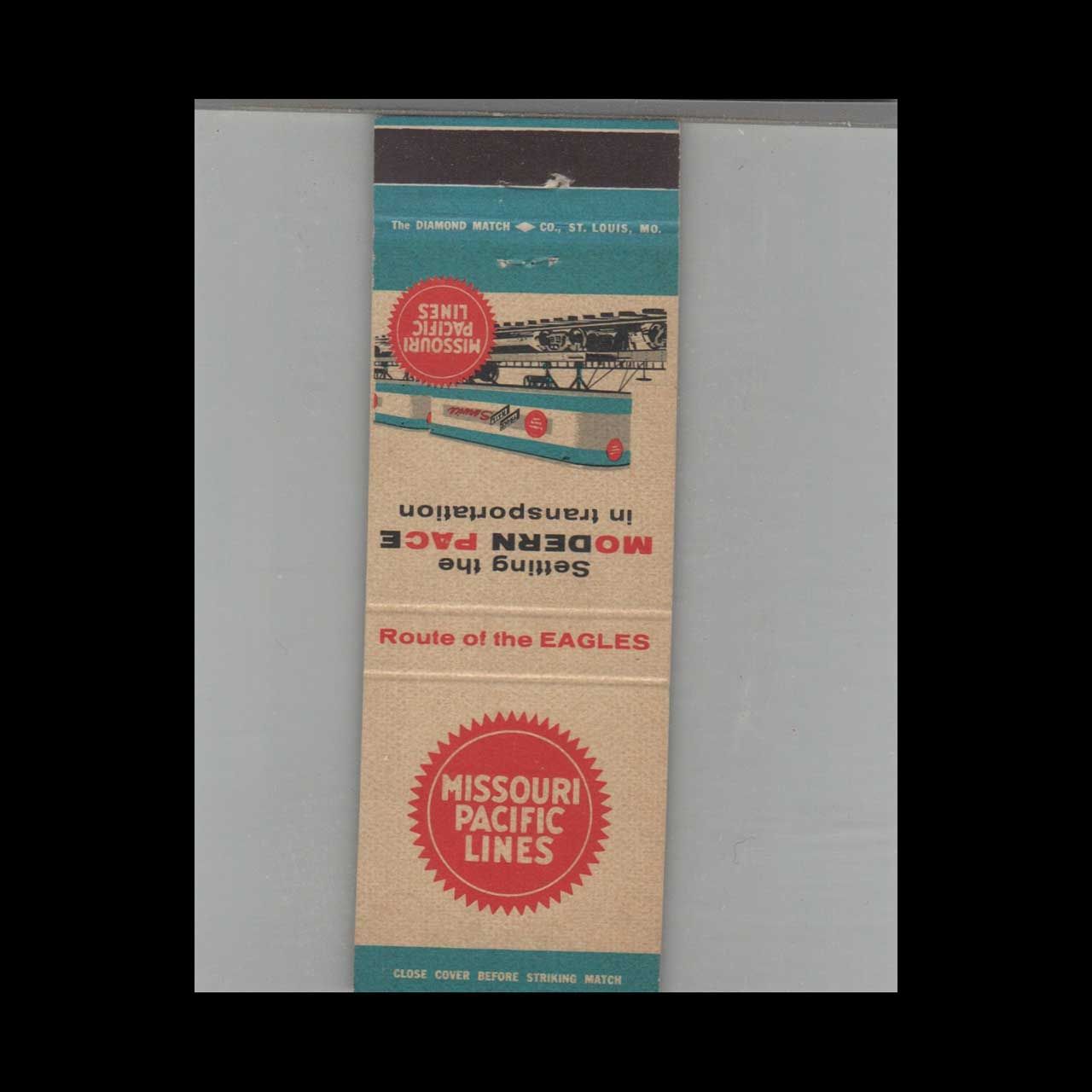 Railroad Missouri Pacific Lines Route Of The Eagles Vintage Advertising Matchbook Cover Vintage Advertising Collectible
