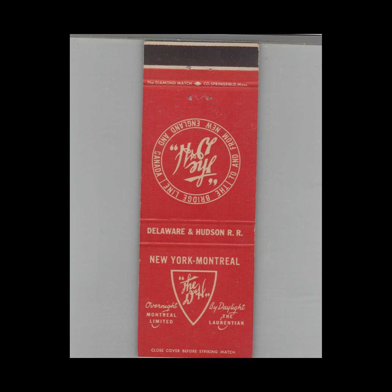 Railroad Delaware &amp; Hudson Railroad Montreal Limited Vintage Advertising Matchbook Cover Vintage Advertising Collectible