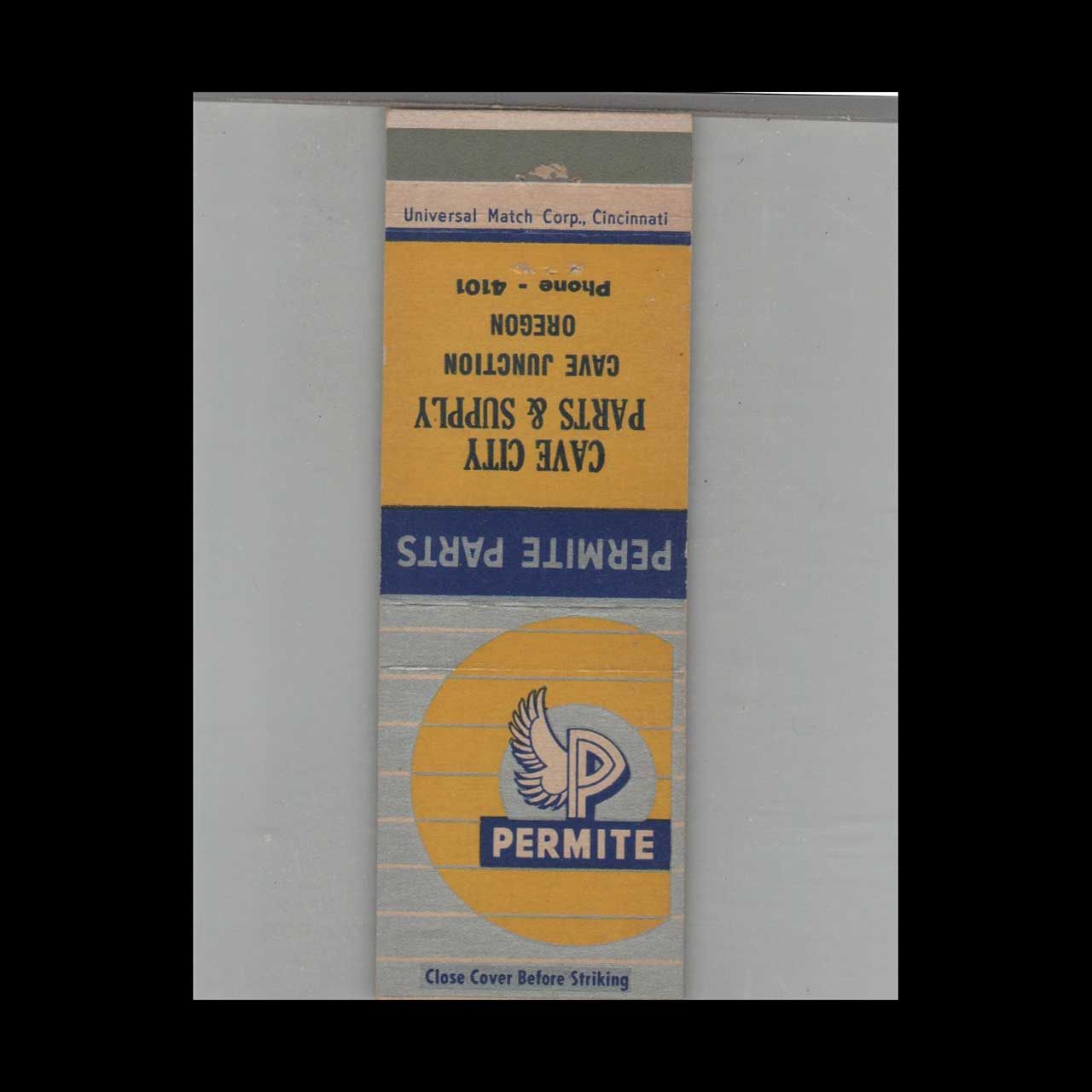 Cafe City Parts &amp; Supply Cave Junction, OR Vintage Advertising Matchbook Cover Vintage Advertising Collectible