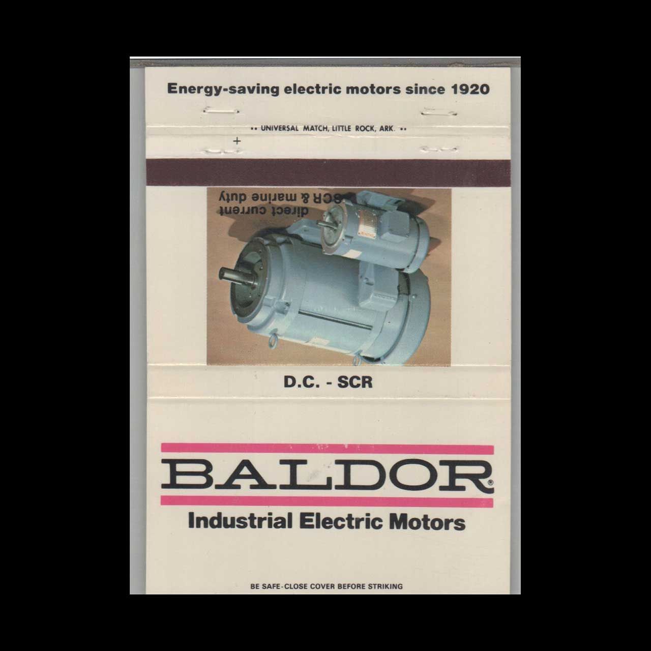 Baldor Industrial Electric Motors #13 Vintage Matchbook Advertising Cover