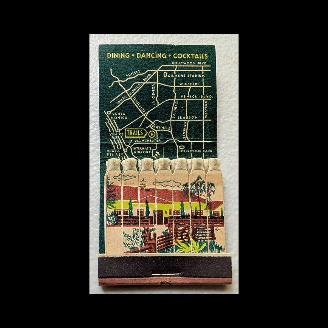 Feature Matchbook Full Book Esther &amp; Ben Gage&#39;s Trails Restaurant Los Angeles CA Vintage Matchbook Advertising Cover