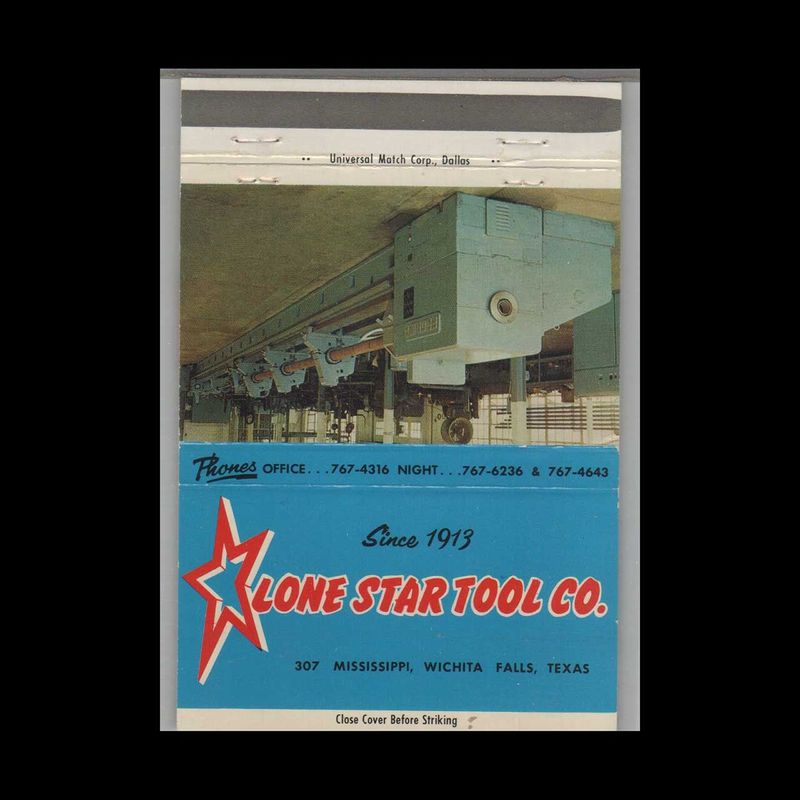 Lone Star Tool Co Wichita Falls TX Vintage Matchbook Advertising Cover