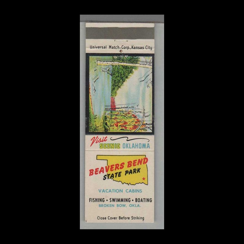 Oklahoma State Park - Beavers Bend State Park Broken Bow, OK Vintage Matchbook Advertising Cover