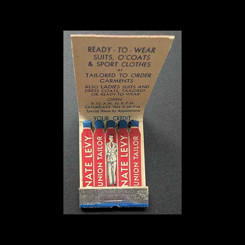 Feature Matchbook Full Book Nate Levy Union Tailor San Francisco, CA Vintage Matchbook Advertising Cover