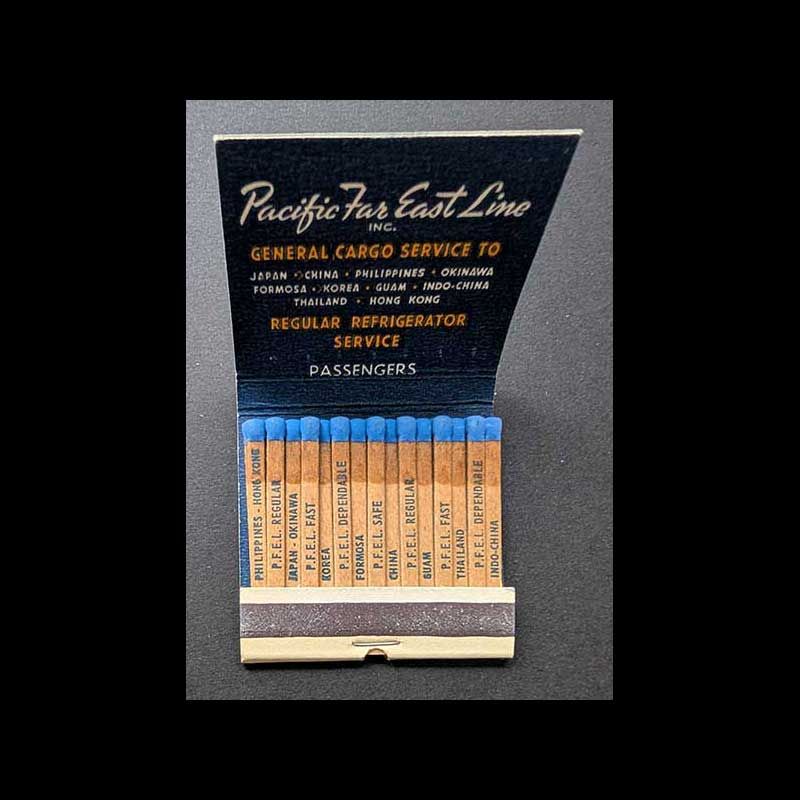 Printed Stick Matchbook Full Book Pacific Far East Trans Pacific Ship Line Vintage Matchbook Advertising Cover