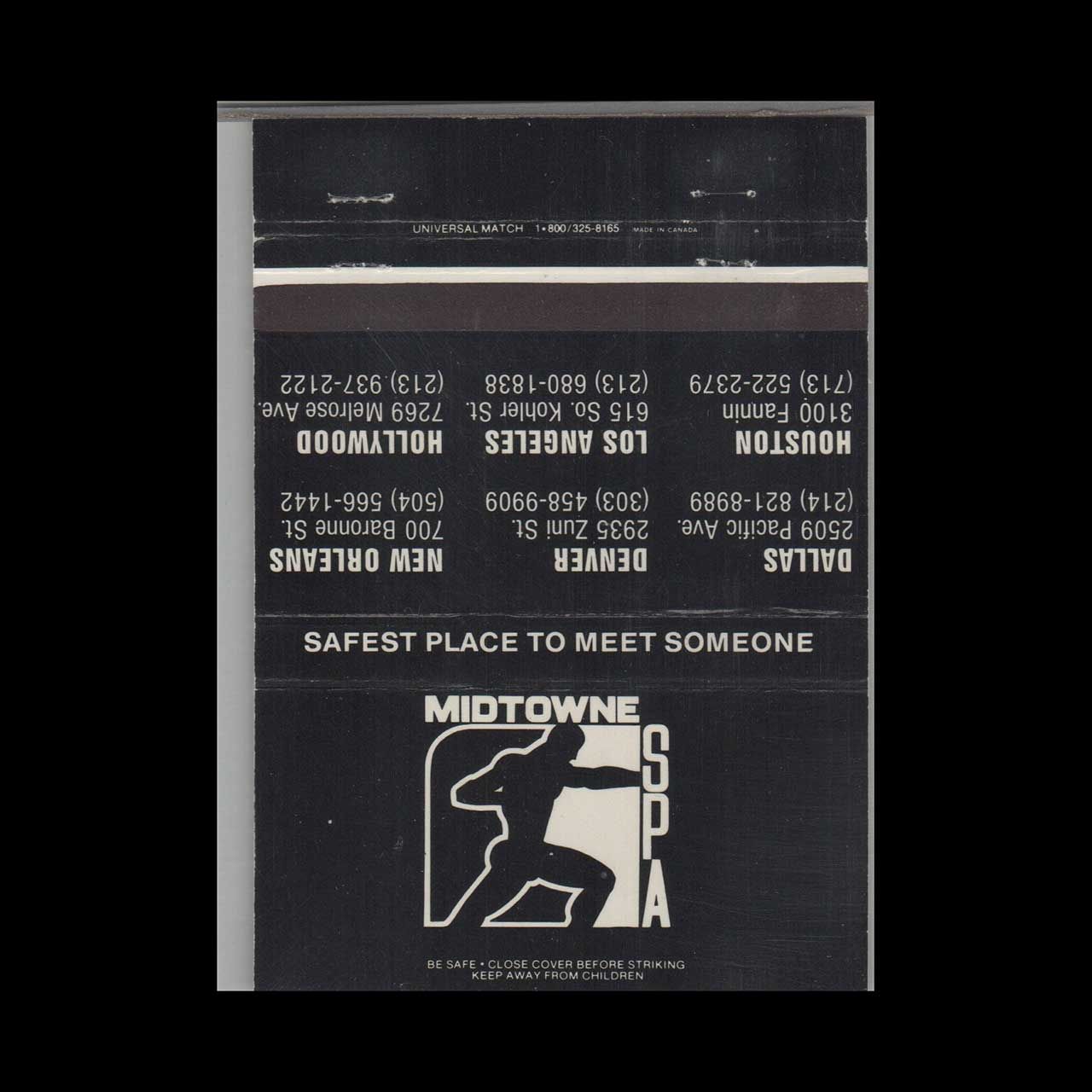 Midtowne Spa Dallas TX Vintage Matchbook Advertising Cover