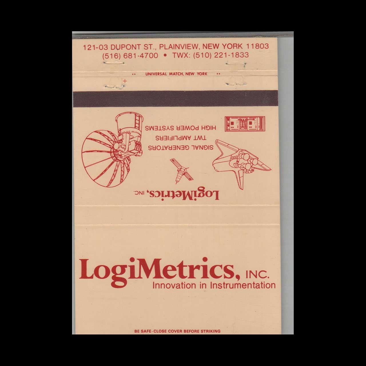 LogiMetrics Inc Plainview NY Vintage Matchbook Advertising Cover