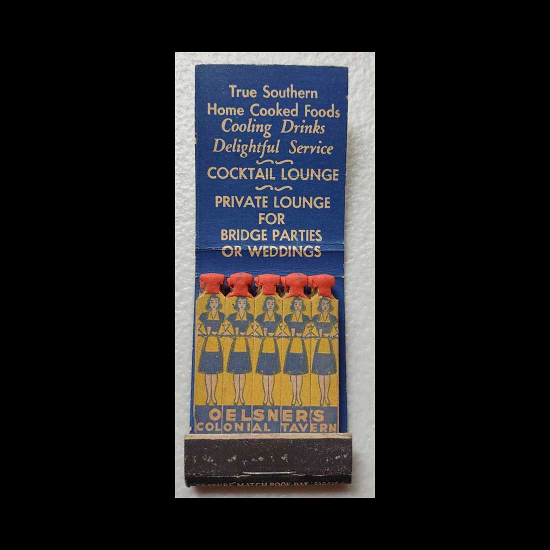 Full Vintage Full Length Matchbook Oelsner&#39;s Colonial Tavern Covington, KY Vintage Matchbook Advertising Cover