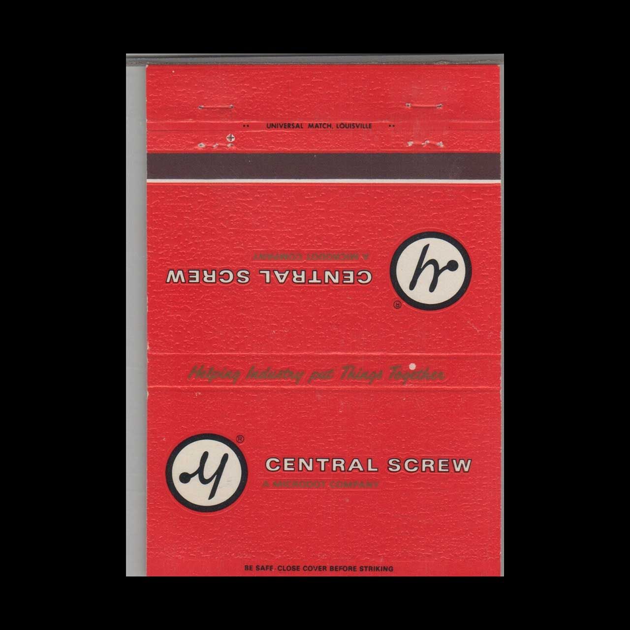 Central Screw Troy MI Vintage Matchbook Advertising Cover