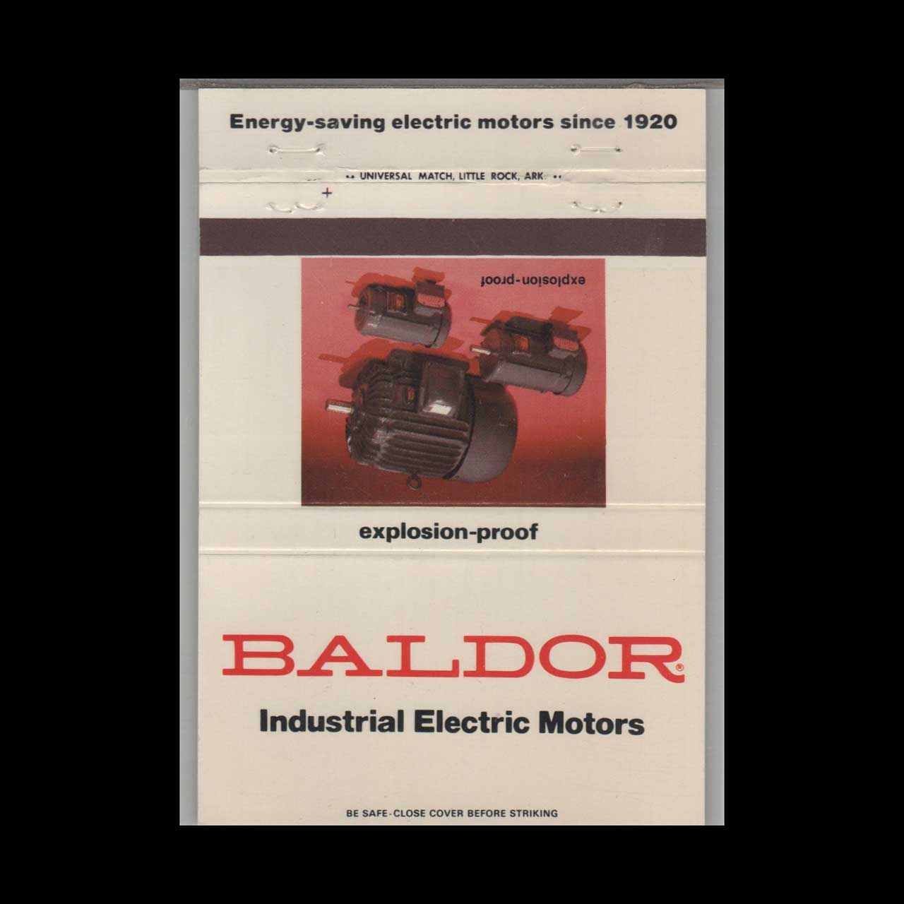 Baldor Industrial Electric Motors #15 Vintage Matchbook Advertising Cover