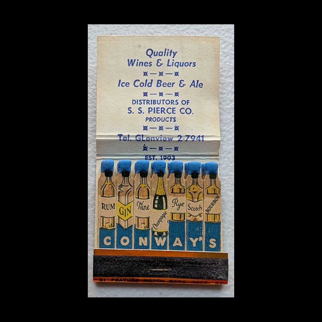 Feature Matchbook Full Book A.A. Conway Company S.S. Pierce Foods Lowell, MA Vintage Matchbook Advertising Cover