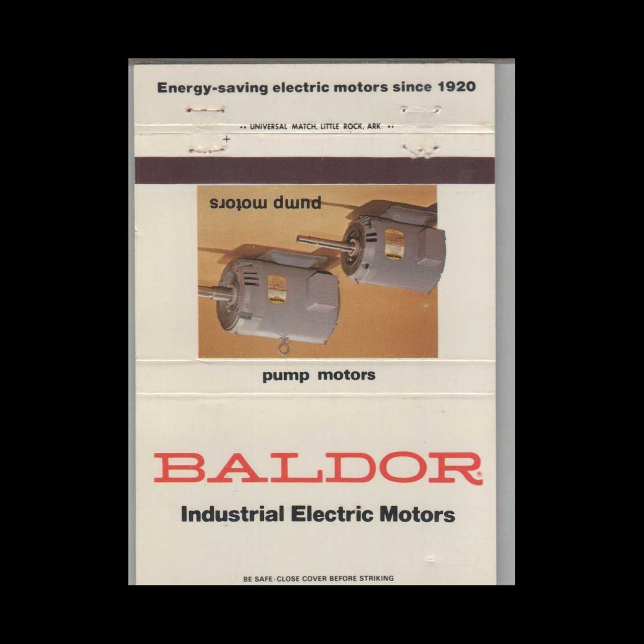 Baldor Industrial Electric Motors #6 Vintage Matchbook Advertising Cover
