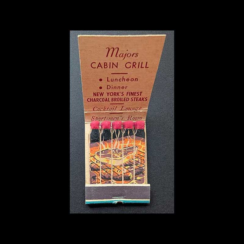 Feature Matchbook Full Book Major&#39;s Cabin Grill New York, NY Vintage Matchbook Advertising Cover