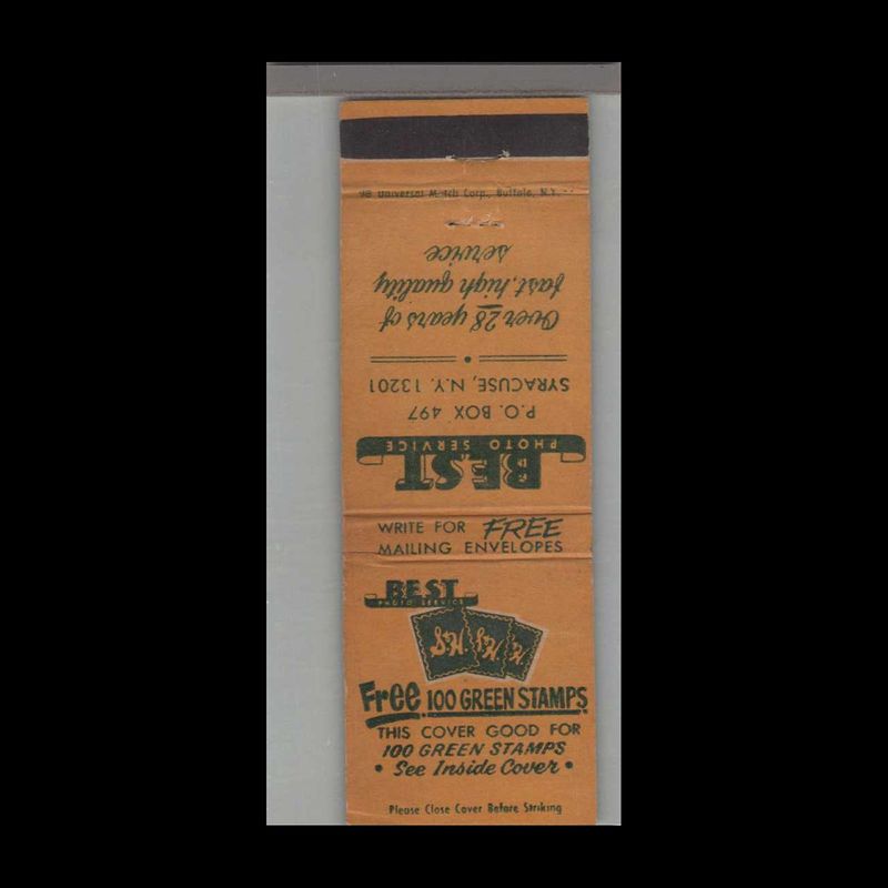 Best Photo Service Gives S&amp;H Green Stamps Vintage Matchbook Advertising Cover
