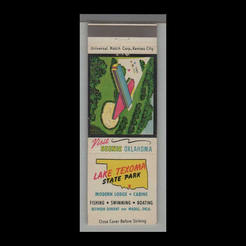 Oklahoma State Park - Lake Texoma State Park Madill, OK Vintage Matchbook Advertising Cover