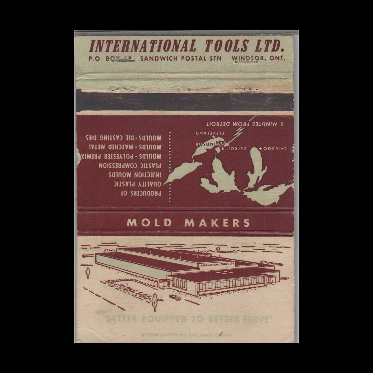 International Tools Ltd Windsor ON Vintage Matchbook Advertising Cover