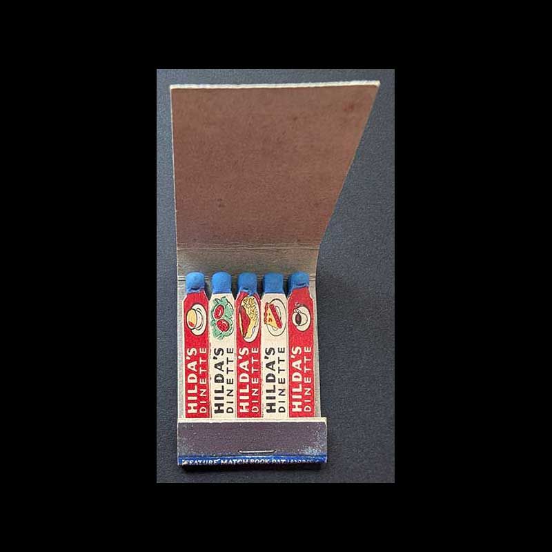 Full Length Feature Matchbook Full Book Hilda&#39;s Dinette Sandusky, OH Vintage Matchbook Advertising Cover