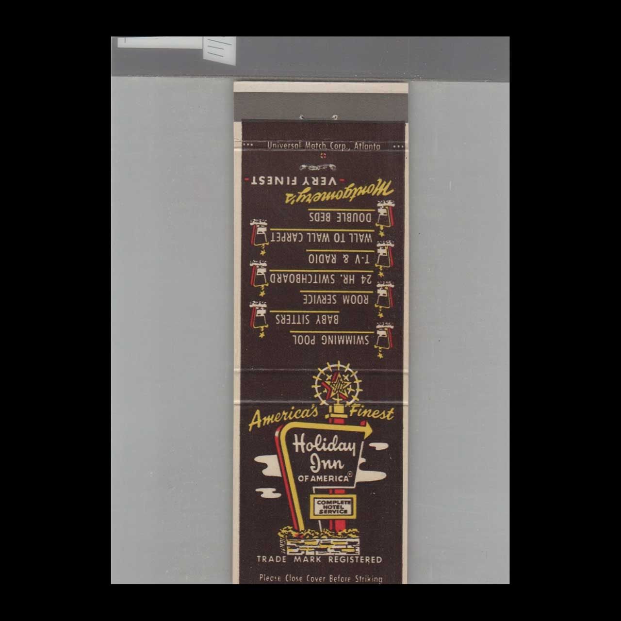 Holiday Inn Hotel Montgomery, AL Vintage Matchbook Advertising Cover