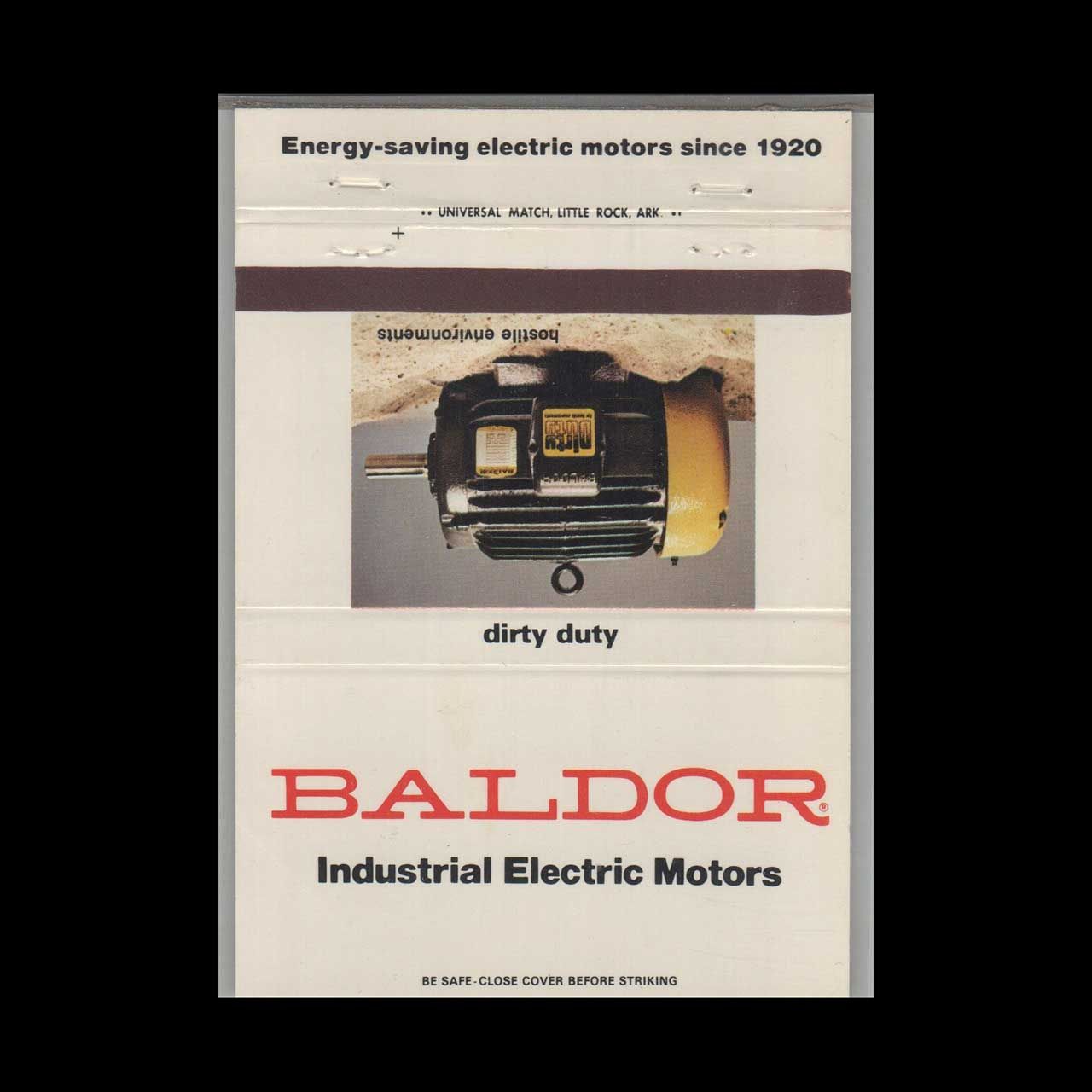 Baldor Industrial Electric Motors #8 Vintage Matchbook Advertising Cover