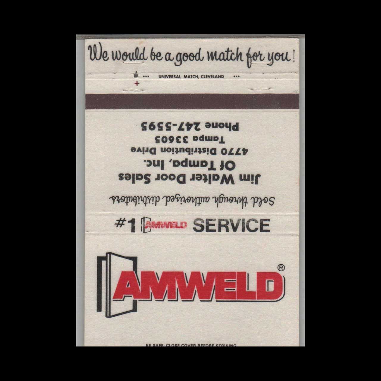 Amweld Tampa FL Vintage Matchbook Advertising Cover